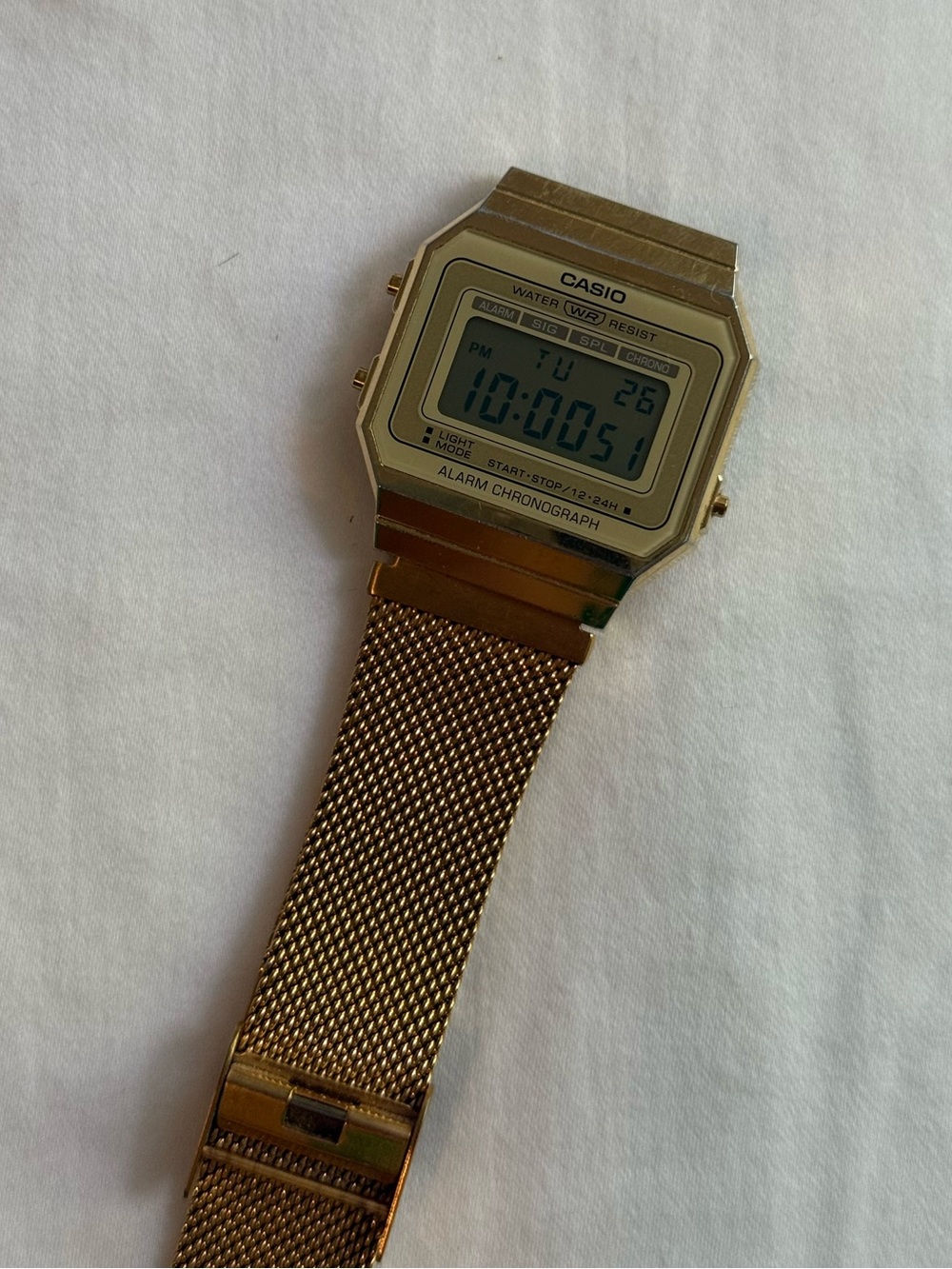 Casio Gold Watch Vintage Collection Digital Milanese Bracelet Mesh Strap